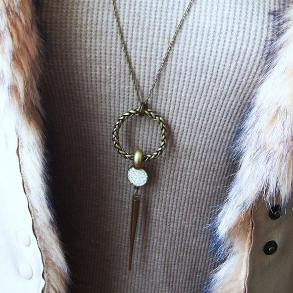Hand Made - Vintage Bronze Crystal Necklace - Picture 1 of 3